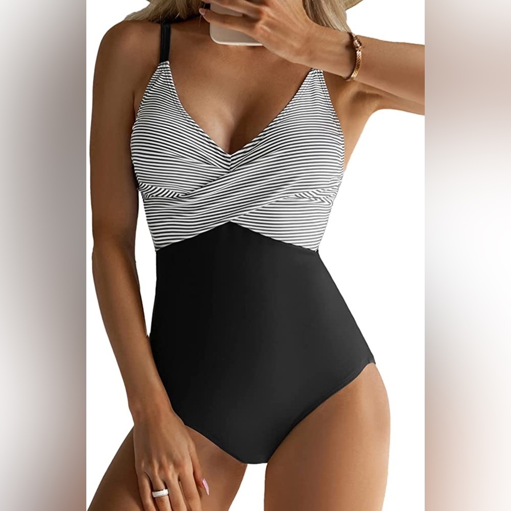 NWT B2Prity One Piece Cross Front Tummy Control Bathing Suit